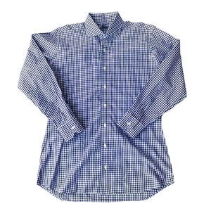 Tom James Collard Button Down Casual Shirt Purple / White Checker See Photos